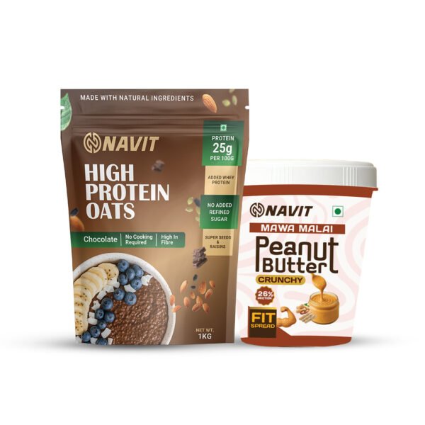 HIGH PROTEIN CHOCO OATS 1KG + MAWA MALAI PEANUT BUTTER C. 500GM