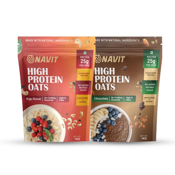 HIGH PROTEIN CHOCOLATE OATS & HIGH PROTEIN KESAR KAJU OATS  (1KG X 2)