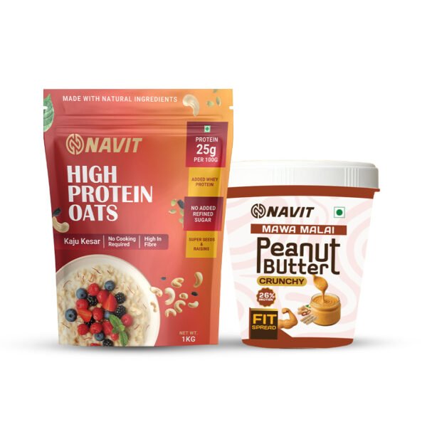 HIGH PROTEIN KESAR KAJU OATS 1KG + MAWA MALAI PEANUT BUTTER C. 500GM