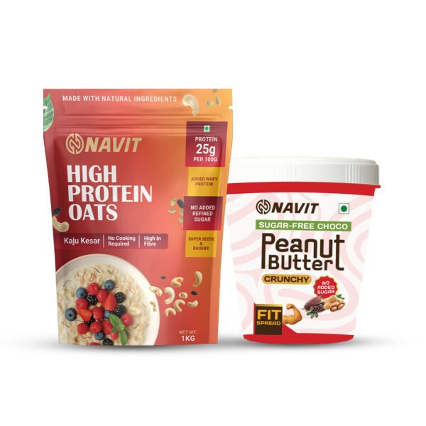 HIGH PROTEIN KESAR KAJU OATS 1KG + SUGAR FREE CHOCO PEANUT BUTTER C. 500GM